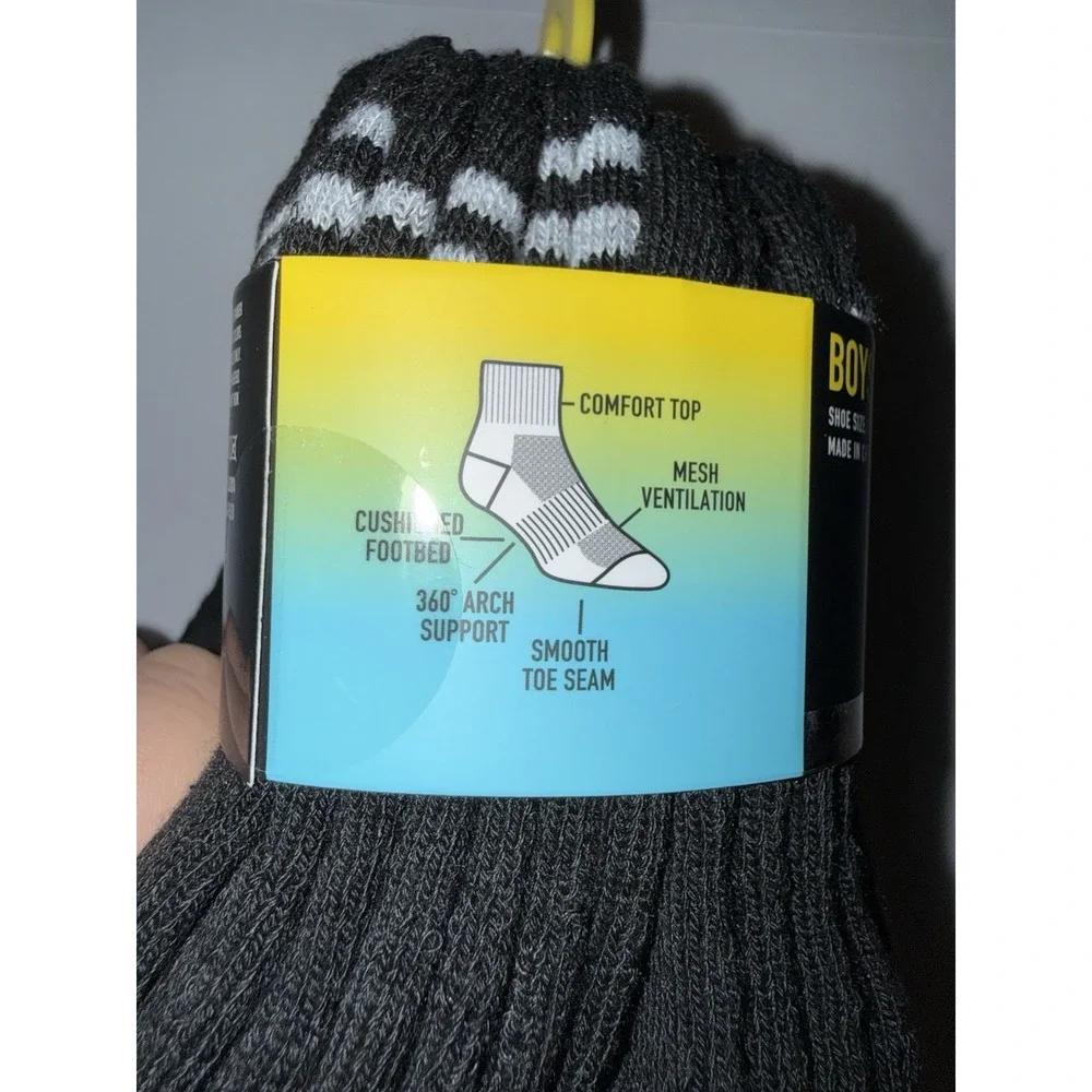 LEG3ND Boys 12 Pack Socks Athletic Quarter 7-10 Black Cushioned Sport Arch NEW